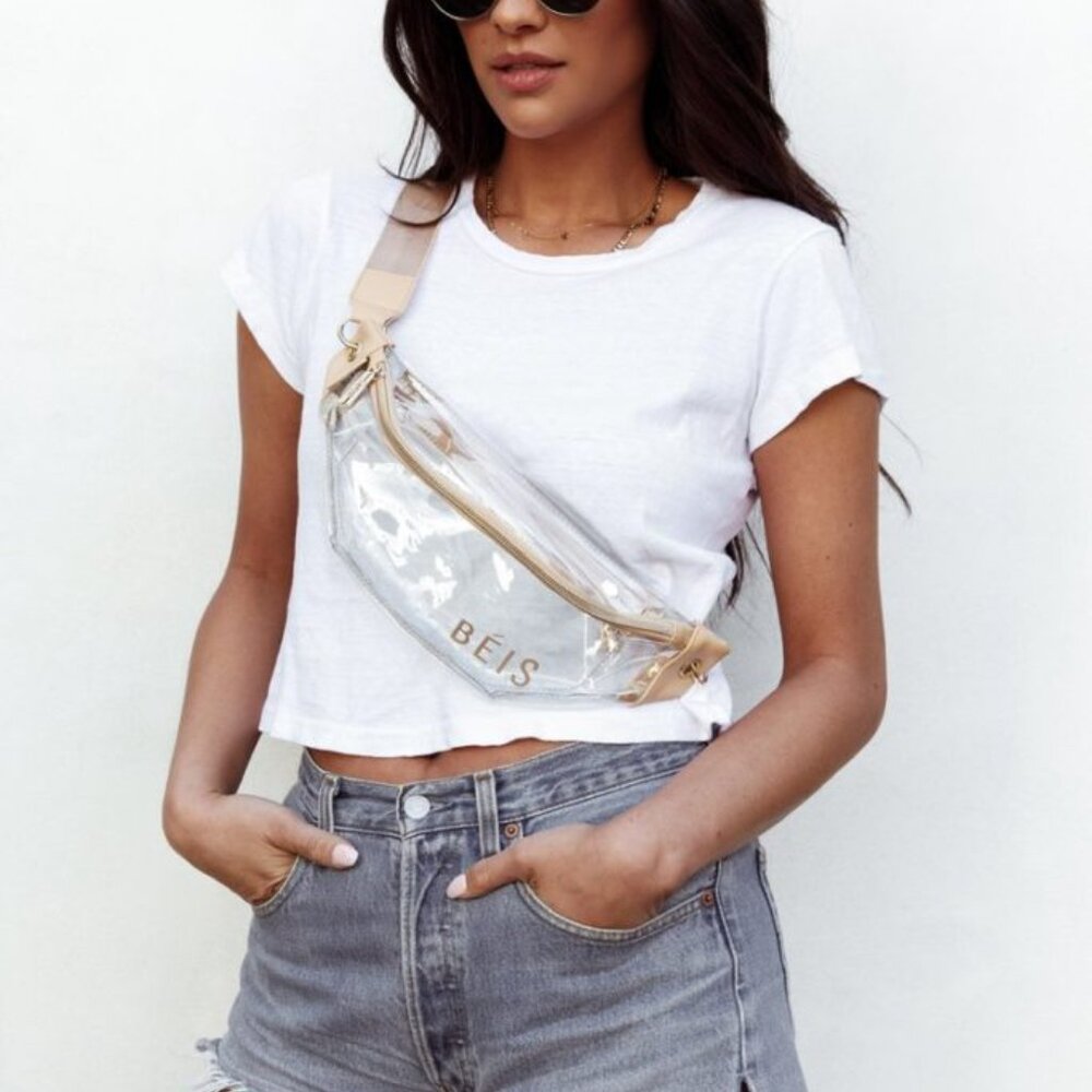 BEIS Clear Crossbody Fanny Pack with Beige Trim